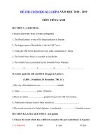 Tải Đề thi môn Tiếng Anh lớp 6 học kì 2 có đáp án năm học 2018 - 2019 số 5 - Đề thi học kì 2 lớp 6 môn Tiếng Anh có đáp án