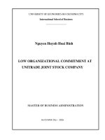 (Luận văn thạc sĩ) low organizational commitment at unitrade joint stock company 
