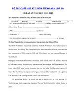 Tải Đề thi Tiếng Anh lớp 10 học kì 2 chương trình mới trường THPT Tân Kỳ - Đề thi học kì 2 lớp 10 môn Tiếng Anh có đáp án