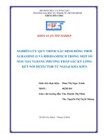 Nghiên cứu quy trình xác định đồng thời auramine o và rhodamine b trong một số mẫu gia vị bằng phương pháp sắc ký lỏng kết nối detector tử ngoại khả kiến  