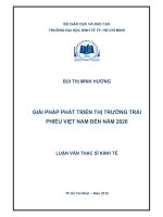 (Luận văn thạc sĩ) giải pháp phát triển thị trường trái phiếu việt nam đến năm 2020 