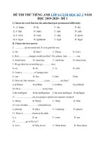 Tải Đề thi thử tiếng Anh lớp 6 cuối học kì 2 năm học 2019-2020 - Đề 1 - Đề kiểm tra tiếng Anh cuối học kì 2 lớp 6 có đáp án
