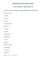 Tải Đề kiểm tra 1 tiết số 2 lớp 8 môn tiếng Anh trường THPT Thọ An, Hà Nội - Đề kiểm tra tiếng Anh 8 mới có đáp án