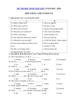 Tải Đề thi học sinh giỏi tiếng Anh lớp 3 năm 2019 - 2020 số 6 - Đề kiểm tra tiếng Anh lớp 3 có đáp án