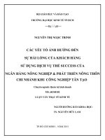(Luận văn thạc sĩ) các yếu tố ảnh hưởng đến sự hài lòng của khách hàng sử dụng dịch vụ thẻ succes ngân hàng nông nghiệp và phát triển nông thôn chi nhánh khu công nghiệp tân tạo 