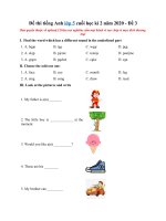 Tải Đề thi tiếng Anh lớp 5 cuối học kì 2 năm 2020 - Đề 3 - Đề kiểm tra học kỳ 2 lớp 5 môn Anh có đáp án