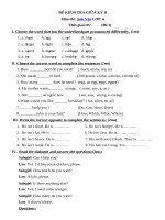 Tải Đề thi giữa kì 2 môn Tiếng Anh lớp 6 có đáp án - Đề kiểm tra giữa học kì 2 môn tiếng Anh lớp 6 có đáp án