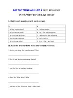 Tải Bài tập ngữ pháp tiếng Anh lớp 4 Unit 7 What do you like doing? - Tiếng Anh 4 Unit 7 What do you like doing?| Bài tập Unit 7 lớp 4 có đáp án