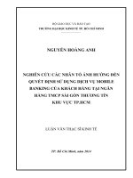 (Luận văn thạc sĩ) nghiên cứu các nhân tố ảnh hưởng đến quyết định sử dụng dịch vụ mobile banking của khách hàng tại ngân hàng TMCP sài gòn thương tín khu vực TPHCM 