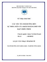 (Luận văn thạc sĩ) các yếu tố ảnh hưởng đến sự thỏa mãn của khách hàng đối với rạp chiếu phim 