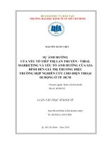 (Luận văn thạc sĩ) sự ảnh hưởng của yếu tố tiếp thị lan truyền   viral marketing và yếu tố ảnh hưởng của gia đình đếngiá trị thương hiệu trường hợp nghiên cứu cho điện thoại di động ở thành phố hồ chí minh 