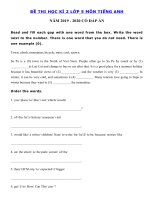 Tải Đề thi tiếng Anh lớp 5 học kỳ 2 năm 2019 - 2020 số 6 - Đề tiếng Anh lớp 5 học kì 2 có đáp án