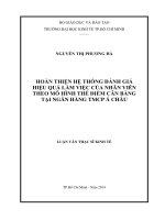 (Luận văn thạc sĩ) hoàn thiện hệ thống đánh giá hiệu quả làm việc của nhân viên theo mô hình thẻ điểm cân bằng tại ngân hàng TMCP á châu 