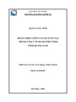 Hoàn thiện công tác kế toán tại trung tâm y tế huyện phú ninh, tỉnh quảng nam 