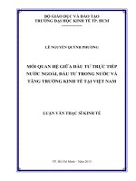 (Luận văn thạc sĩ) mối quan hệ giữa  đầu tư trực tiếp nước ngoài, đầu tư trong nước và tăng trưởng kinh tế tại việt nam 