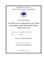 (Luận văn thạc sĩ) các nhân tố tác động đến tỷ suất sinh lợi cổ phiếu trên thị trường chứng khoán việt nam  