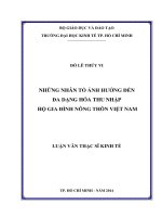 (Luận văn thạc sĩ) những nhân tố ảnh hưởng đến đa dạng hóa thu nhập hộ gia đình nông thôn việt nam 