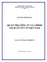 (Luận văn thạc sĩ) quản trị công ty và chính sách cổ tức ở việt nam 