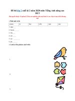 Tải Đề thi lớp 2 cuối kì 2 năm 2020 môn Tiếng Anh nâng cao - Đề 5 - Đề kiểm tra tiếng Anh lớp 2 học kì 2 có đáp án