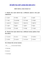 Tải Đề thi khảo sát chất lượng đầu năm lớp 8 môn tiếng Anh năm 2020 - 2021 - Đề kiểm tra đầu năm môn tiếng Anh 8 có đáp án