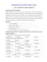 Tải Đề kiểm tra 1 tiết lần 2 lớp 6 môn tiếng Anh năm 2019 - 2020 - Đề kiểm tra tiếng Anh 6 mới có đáp án