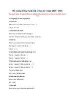 Tải Đề cương Tiếng Anh lớp 3 học kì 1 năm 2020 - 2021 - Đề cương lớp 3 Tiếng Anh học kì 1 có đáp án