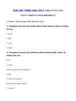 Tải Giải SBT tiếng Anh lớp 4 Unit 4: When's your birthday? - Giải sách bài tập tiếng Anh lớp 4 Unit 4 When's your birthday? đầy đủ nhất