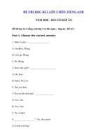 Tải Bộ đề thi tiếng Anh lớp 3 học kì 1 có file nghe - Đề thi học kì 1 lớp 3 môn tiếng Anh có file nghe + đáp án - 2 Đề