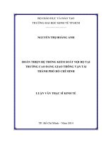 (Luận văn thạc sĩ) hoàn thiện hệ thống kiểm soát nội bộ tại trường cao đẳng giao thông vận tải TP  HCM 