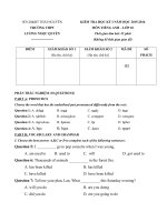 Tải Đề thi học kỳ 1 môn Tiếng Anh lớp 10 trường THPT Lương Ngọc Quyến, Thái Nguyên năm học 2015 - 2016 - Đề kiểm tra học kỳ 1 môn tiếng Anh lớp 10 có đáp án