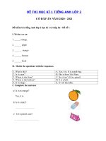 Tải Bộ đề thi học kì 1 lớp 2 môn Tiếng Anh năm 2020 - Đề thi tiếng Anh lớp 2 học kỳ 1 có đáp án - 3 Đề