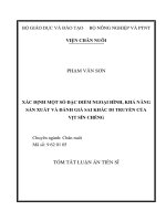 Xác định một số đặc điểm ngoại hình, khả năng sản xuất và đánh giá sai khác di truyền của vịt sín chéng 