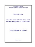 (Luận văn thạc sĩ) phân tích rủi ro tuân thủ để lựa chọn doanh nghiệp thanh tra, kiểm tra thuế 