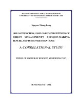 (Luận văn thạc sĩ) job satisfaction, employees perceptions of direct managements decision   making, tenure, and turnover intentions a correlational study luận văn thạc sĩ 