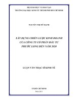 (Luận văn thạc sĩ) xây dựng chiến lược kinh doanh của công ty cổ phần đầu tư phước long đến năm 2020 