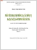 Phân tích hoạt độ phóng xạ các đồng vị ra 226, th 232, k 40 trong mẫu đất đá luận văn tốt nghiệp chuyên ngành vật lý hạt nhân 