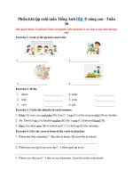 Tải Phiếu bài tập cuối tuần Tiếng Anh lớp 4 nâng cao - Tuần 16 - Bài tập cuối tuần 16 Tiếng Anh lớp 4 có đáp án