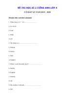 Tải Đề thi cuối học kì 2 lớp 4 môn tiếng Anh năm 2019 - 2020 số 5 - Đề thi tiếng Anh lớp 4 học kỳ 2 có đáp án