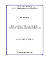 (Luận văn thạc sĩ) tác động của phân cấp tài khóa đến tăng trưởng kinh tế tại việt nam 