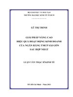 (Luận văn thạc sĩ) giải pháp nâng cao hiệu quả hoạt động kinh doanh của ngân hàng TMCP sài gòn sau hợp nhất 