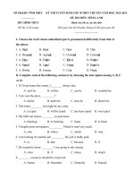 Tải Đề thi vào lớp 10 THPT Chuyên môn Tiếng Anh điều kiện tỉnh Vĩnh Phúc năm 2013 - 2014 - Đề thi vào lớp 10 THPT Chuyên môn Tiếng Anh có đáp án