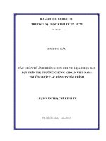 (Luận văn thạc sĩ) các nhân tố ảnh hưởng đến chi phí lựa chọn bất lợi trên thị trường chứng khoán việt nam trường hợp các công ty tài chính 