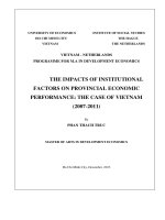(Luận văn thạc sĩ) the impacts of institutional implementation on provincial economic performance the case of vietnam (2007 2011) 
