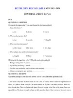 Tải Bộ đề ôn thi giữa kì 1 lớp 6 môn tiếng Anh năm 2019 - 2020 - 6 Đề kiểm tra tiếng Anh lớp 6 giữa học kì 1