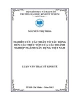(Luận văn thạc sĩ) nghiên cứu các nhân tố tác động đến cấu trúc vốn của các doanh nghiệp ngành xây dựng việt nam 