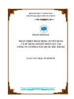 (Luận văn thạc sĩ) hoàn thiện hoạt động tuyển dụng và sử dụng nguồn nhân lực tại công ty cổ phần xây dựng sóc trăng 