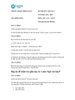 đáp án đề kiểm tra giữa học kì 1 môn ngữ văn lớp 9