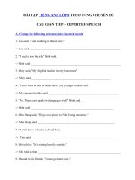 Tải Bài tập tiếng Anh lớp 8 Câu gián tiếp - Ôn tập môn tiếng Anh 8 cả năm