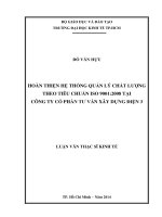 (Luận văn thạc sĩ) hoàn thiện hệ thống quản lý chất lượng theo tiêu chuẩn ISO 90012008 tại công ty cổ phần tư vấn xây dựng điện 3 