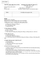 Tải Đề thi học kì 1 lớp 4 môn Khoa học trường tiểu học Đại Lãnh 2, Khánh Hòa năm 2016 - 2017 - Đề kiểm tra học kì 1 môn Khoa học lớp 4 có đáp án